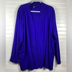 Rafaella Navy Blue Open Long Sleeve Cardigan 100% Cotton  Size 3X